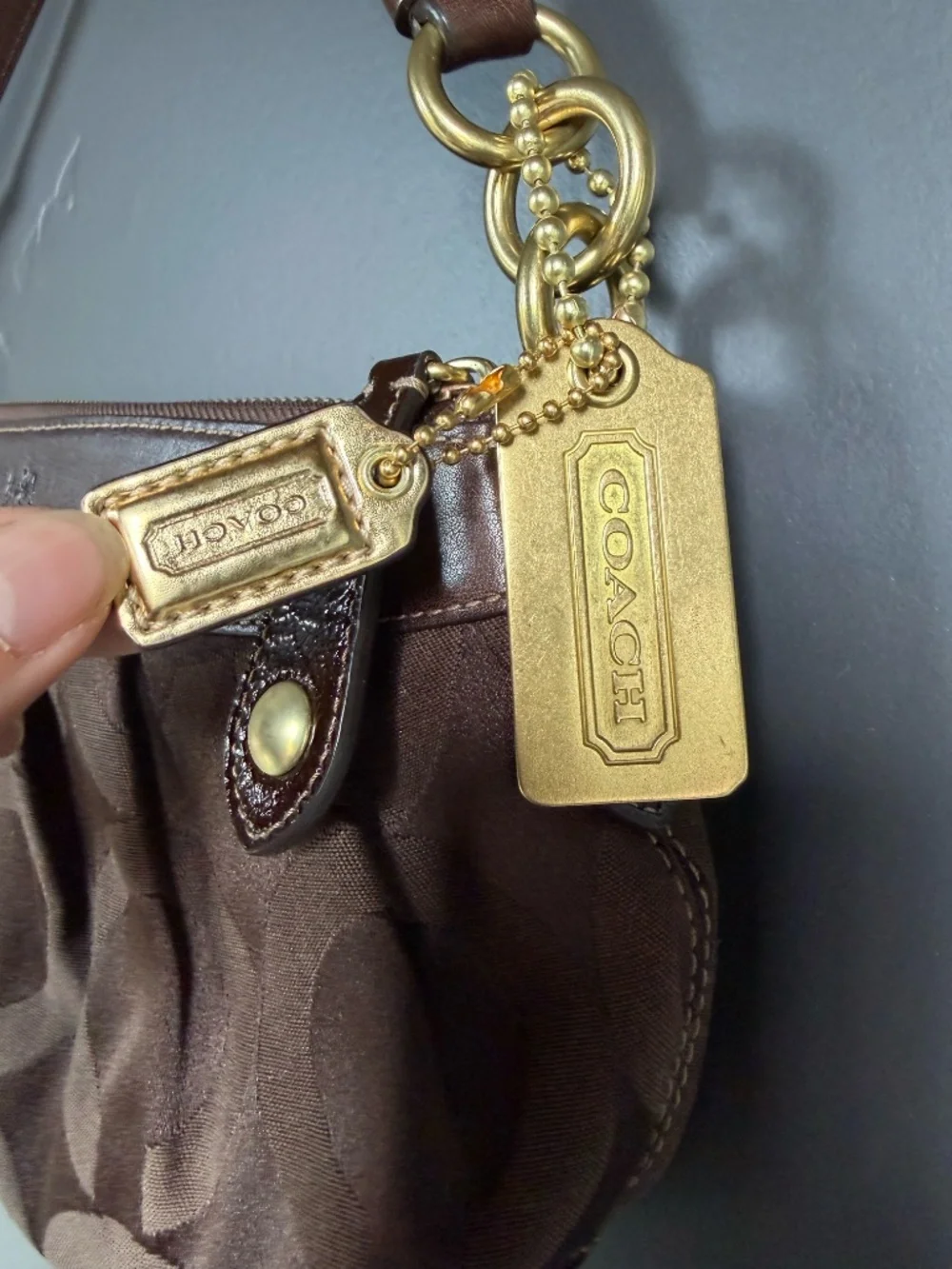 Like New Coach Madison Op Art Small Hobo 12950 Brown Jacquard Leather Y2K EUC